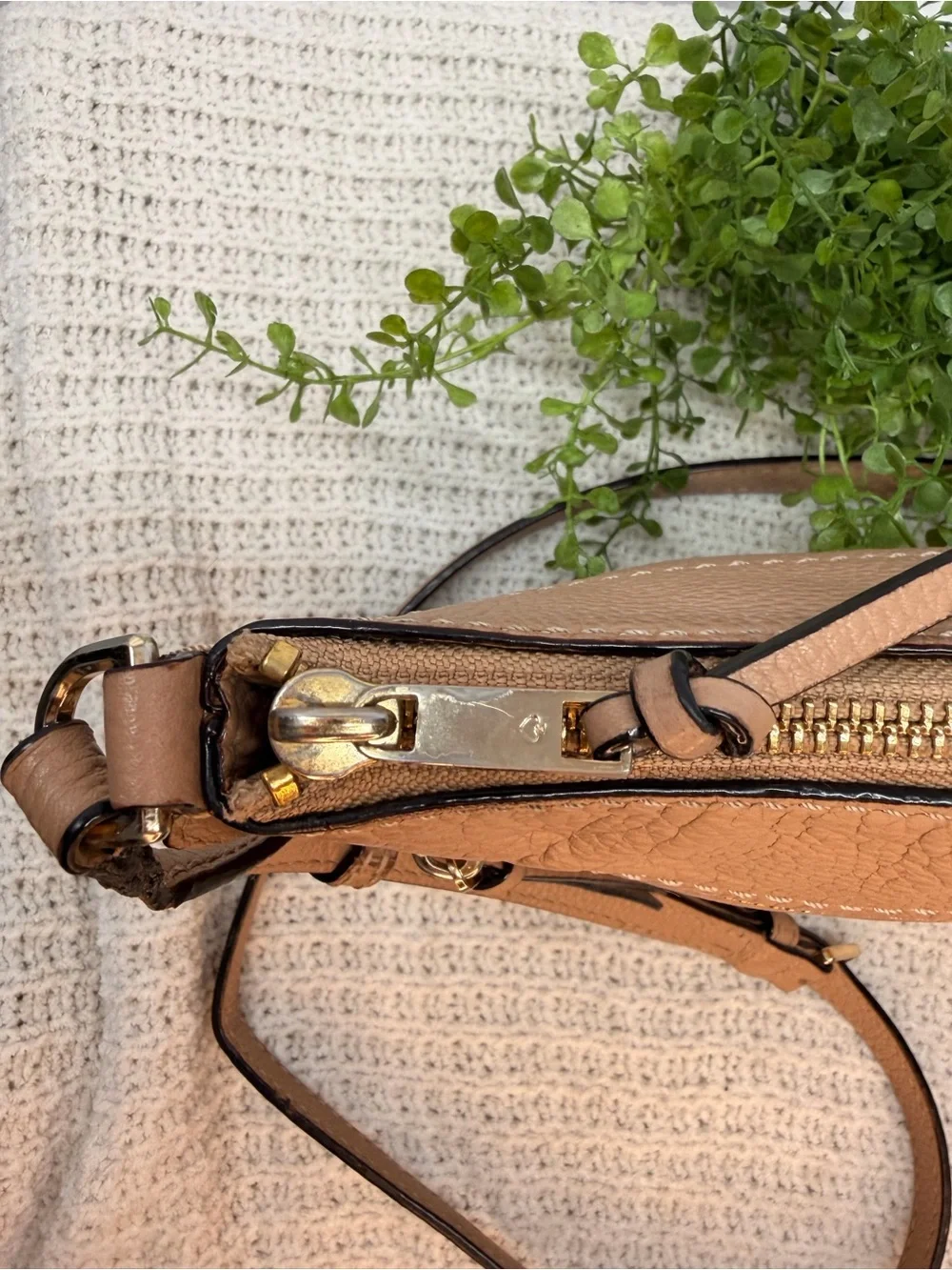 kate spade Tan Pebbled Leather Crossbody with Gold Hardware